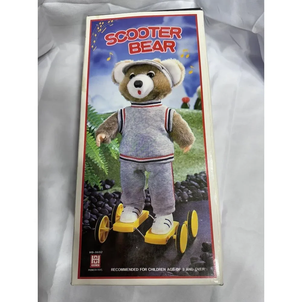 RARE 1980's SCOOTER BEAR BATTERY‎ OPERATED -BRAND NEW/ORIGINAL FACTORY BOX